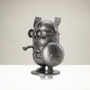 Minion Captain America Inspired Recycled Metal Sculpture
