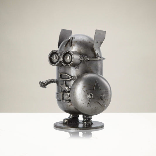 Minion Captain America recycled metal sculpture — Vault 88