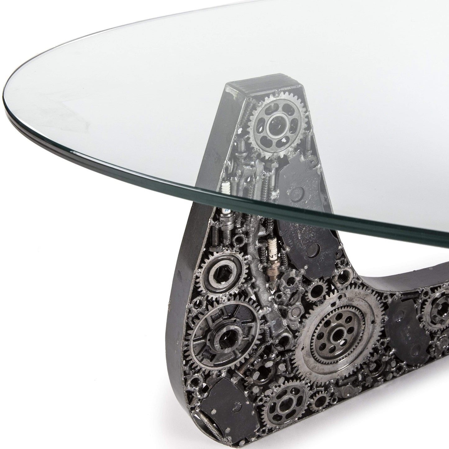 Noguchi style metal table angle view