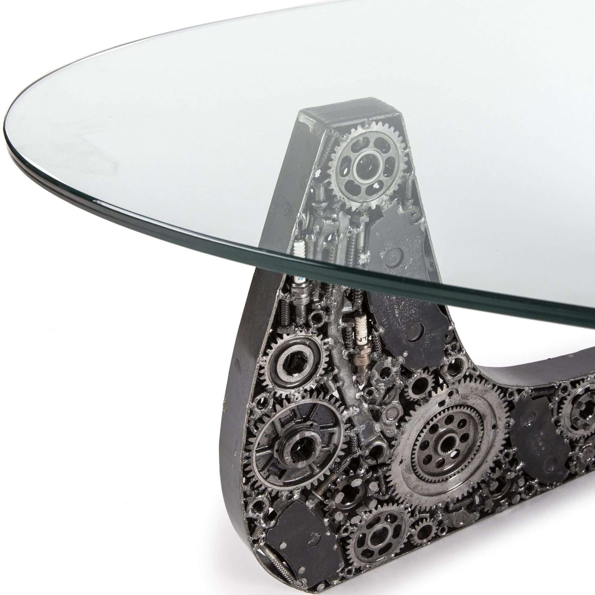 Noguchi style metal table angle view