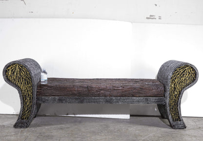 Petrified wood bench side view
