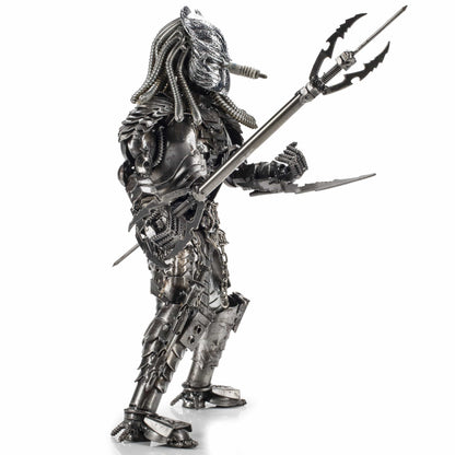 Predator brass sculpture angle view
