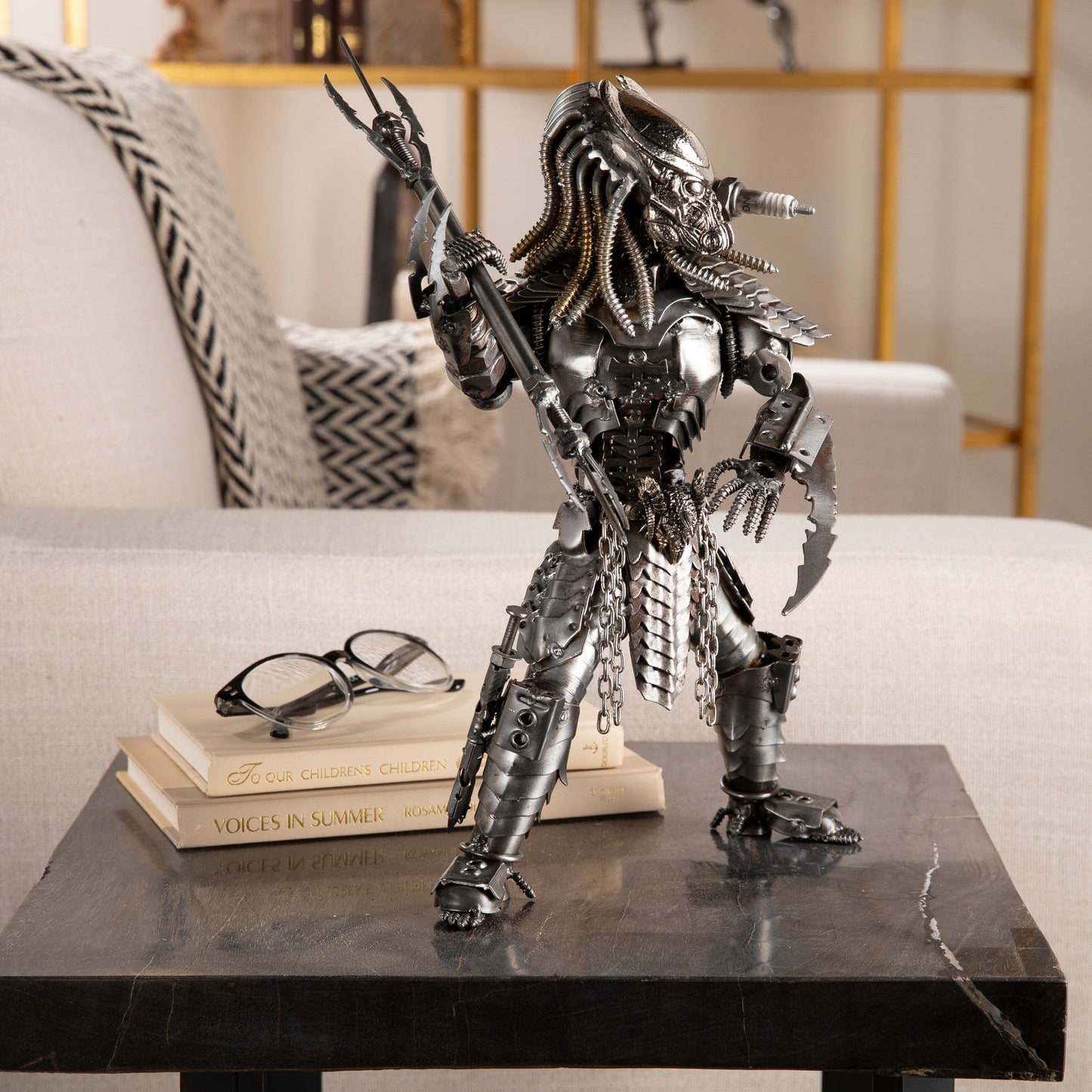 Predator brass sculpture front view