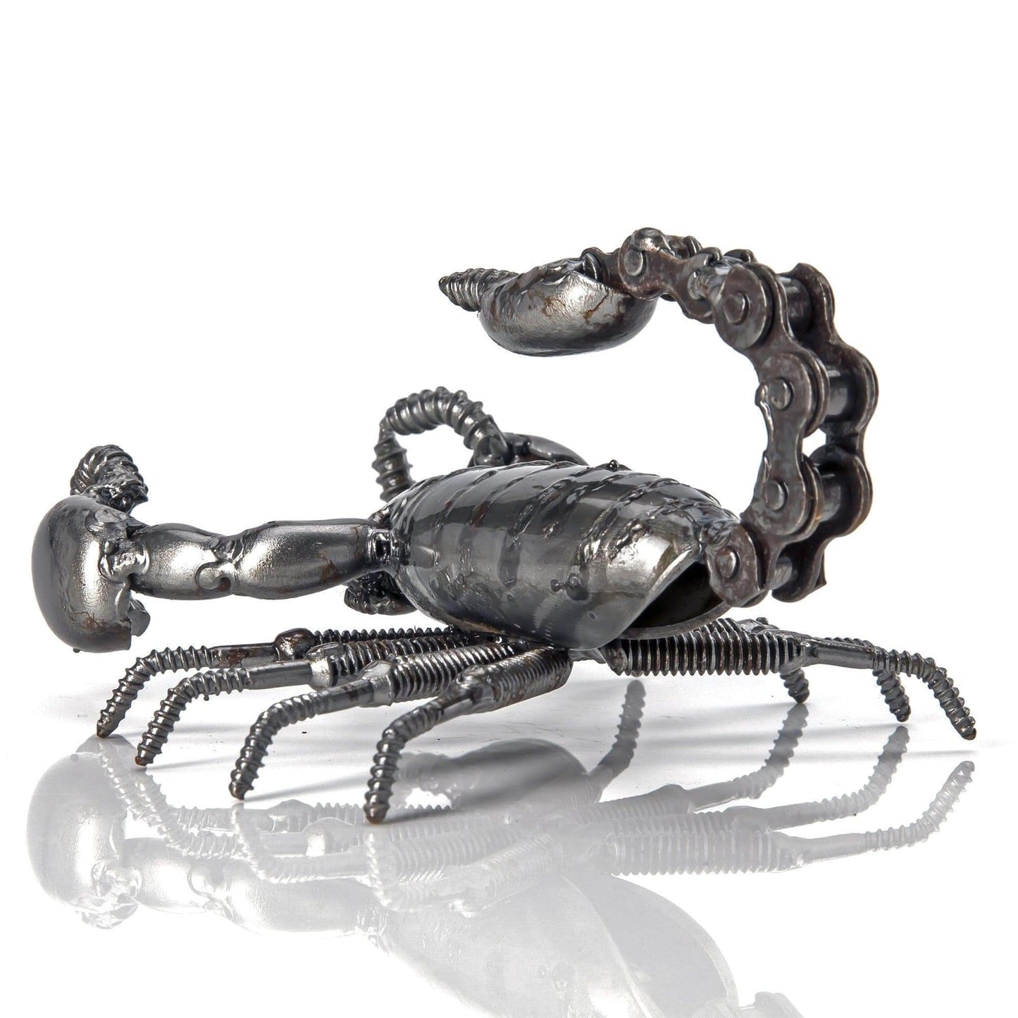 Scorpion metal sculpture angle view
