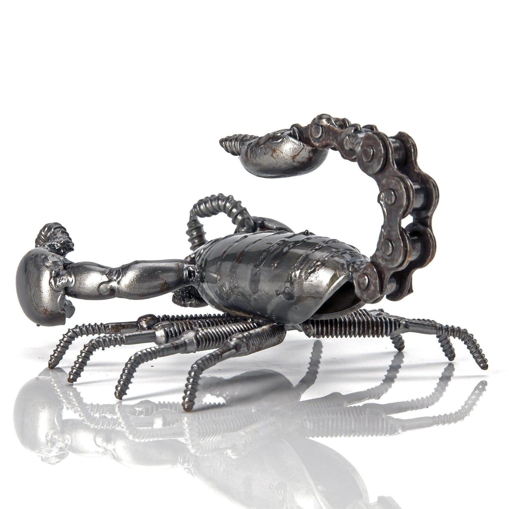 Scorpion metal sculpture angle view