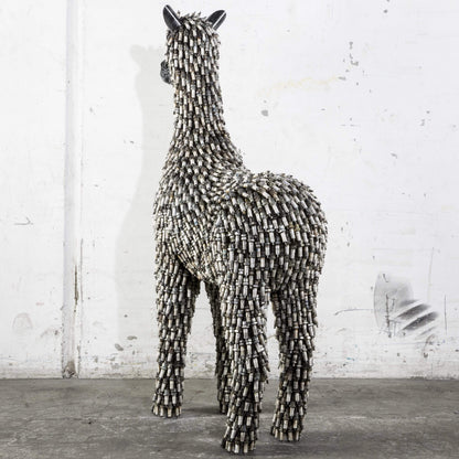 Spark plug alpaca sculpture face detail