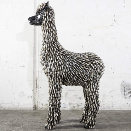 Spark plug alpaca sculpture side view