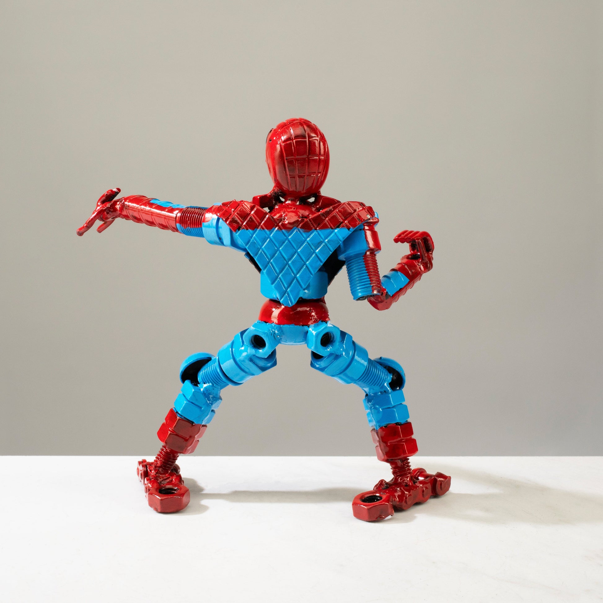 Spider Man metal sculpture detail