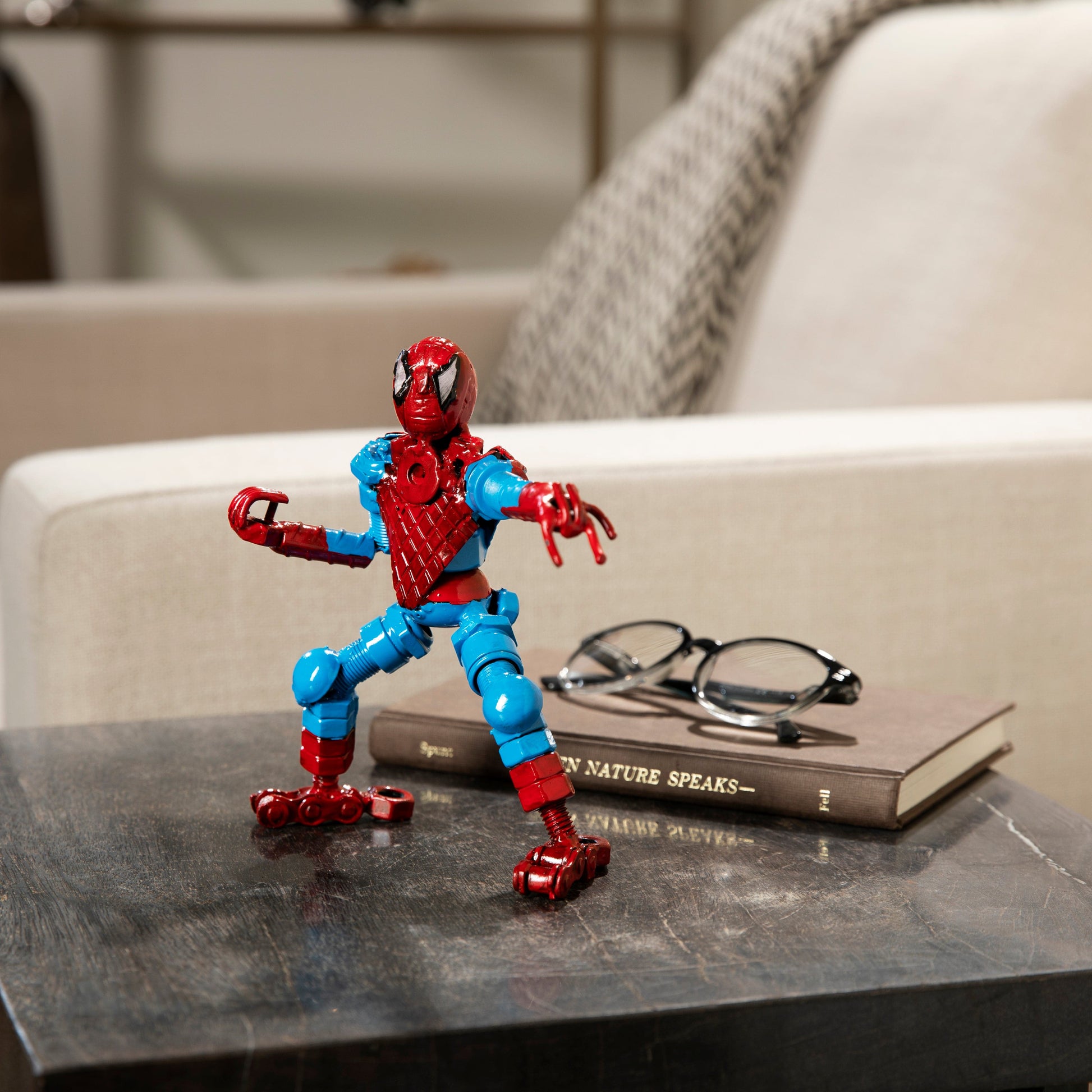 Spider Man metal sculpture front view
