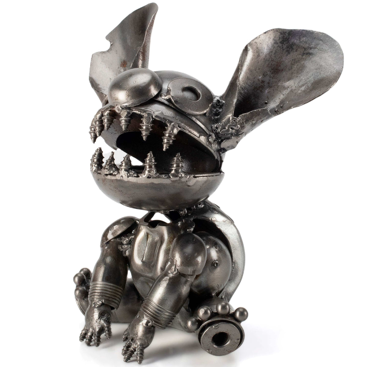 Stitch metal sculpture grin detail — Vault 88