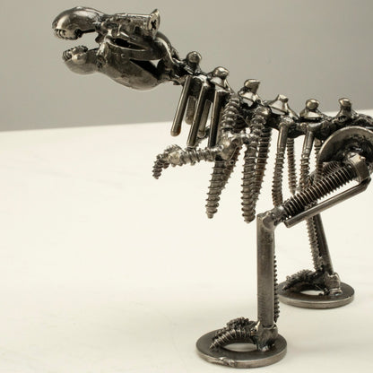 T-Rex metal sculpture jaw detail — Vault 88