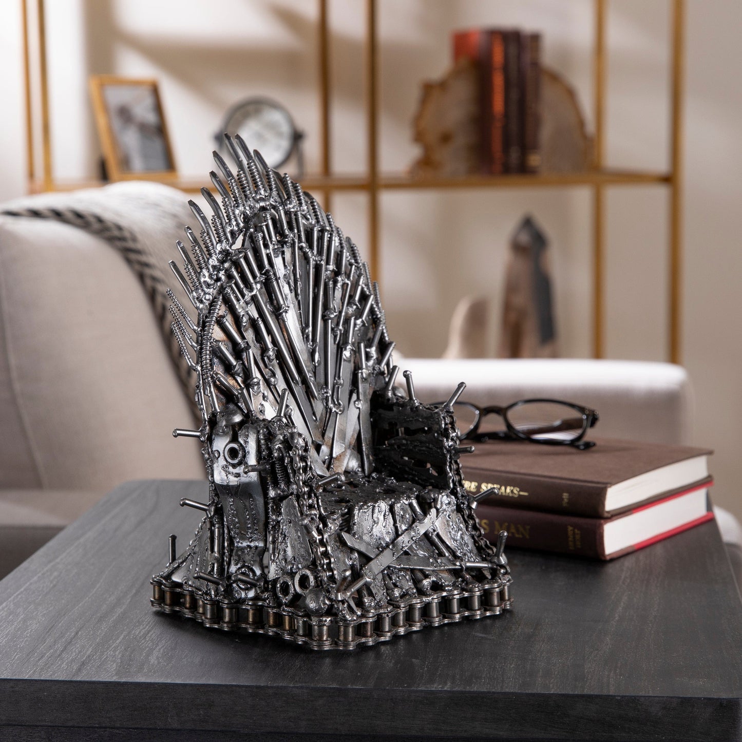 Throne metal sculpture front view