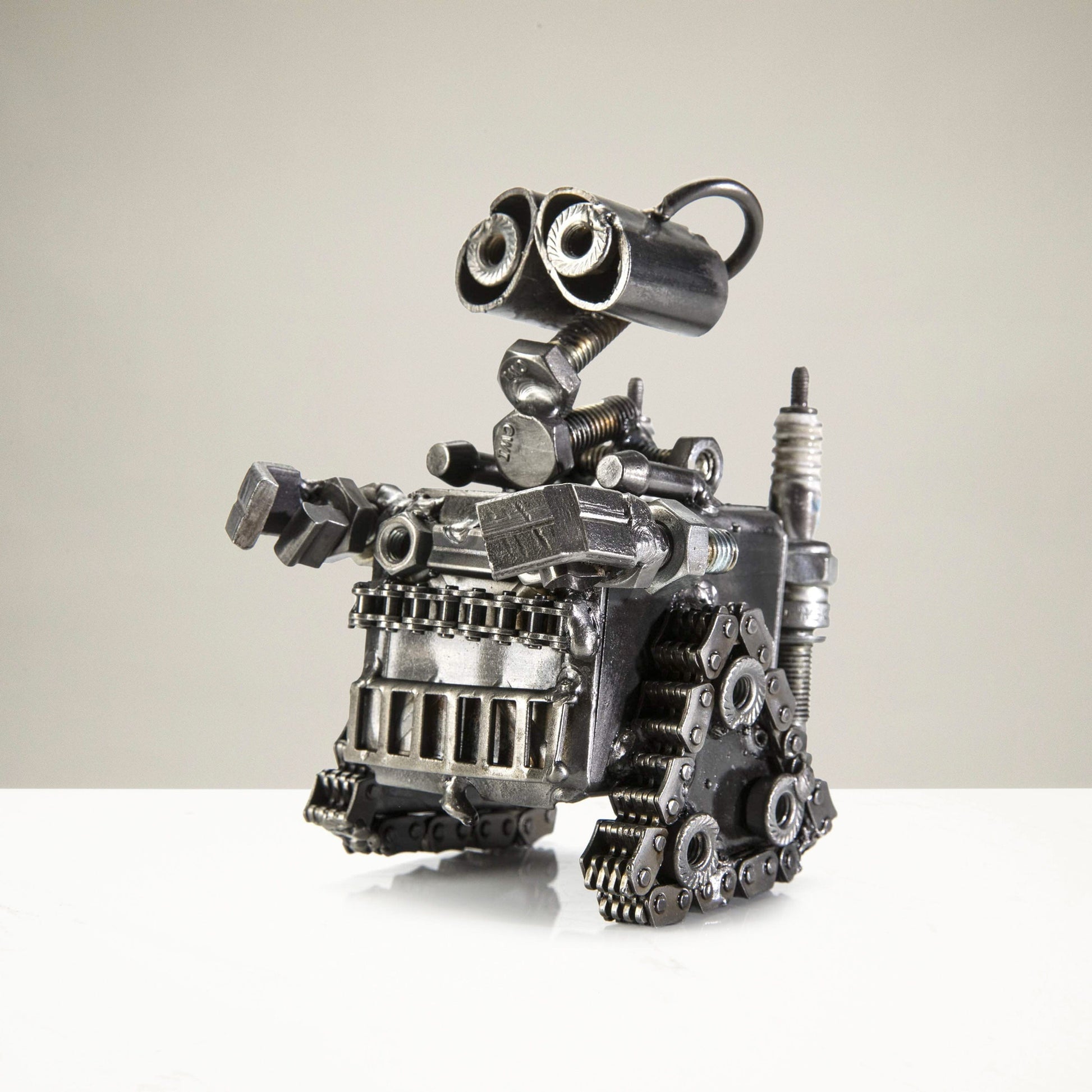 Mini Wall-E inspired recycled metal sculpture — Vault 88