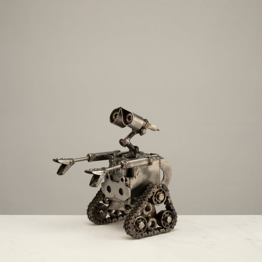 Large Wall-E inspired recycled metal sculpture — Vault 88