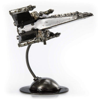 X-Wing metal sculpture angle view