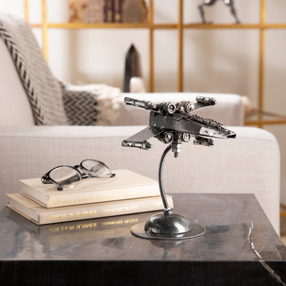 X-Wing metal sculpture side view