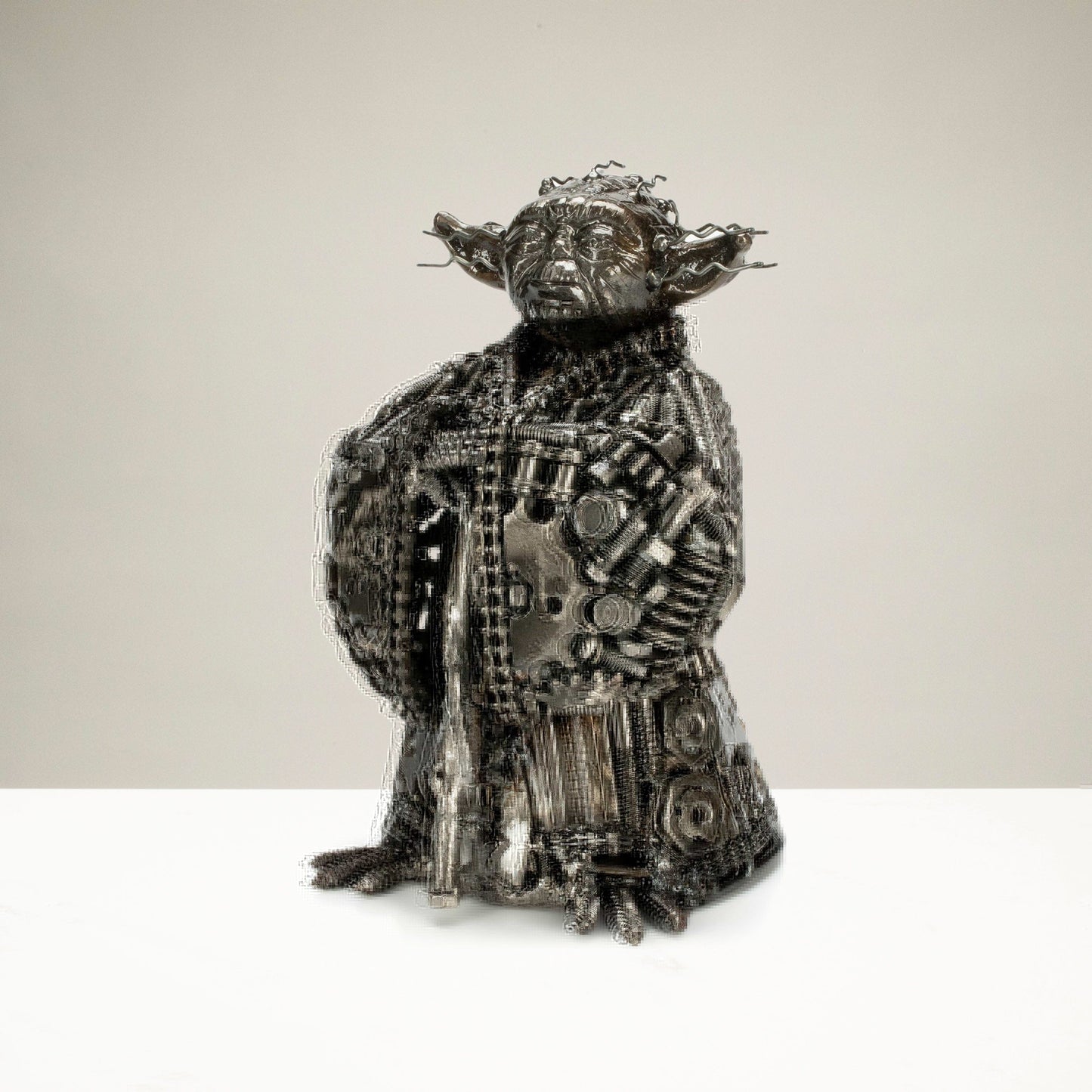 Yoda metal sculpture front view