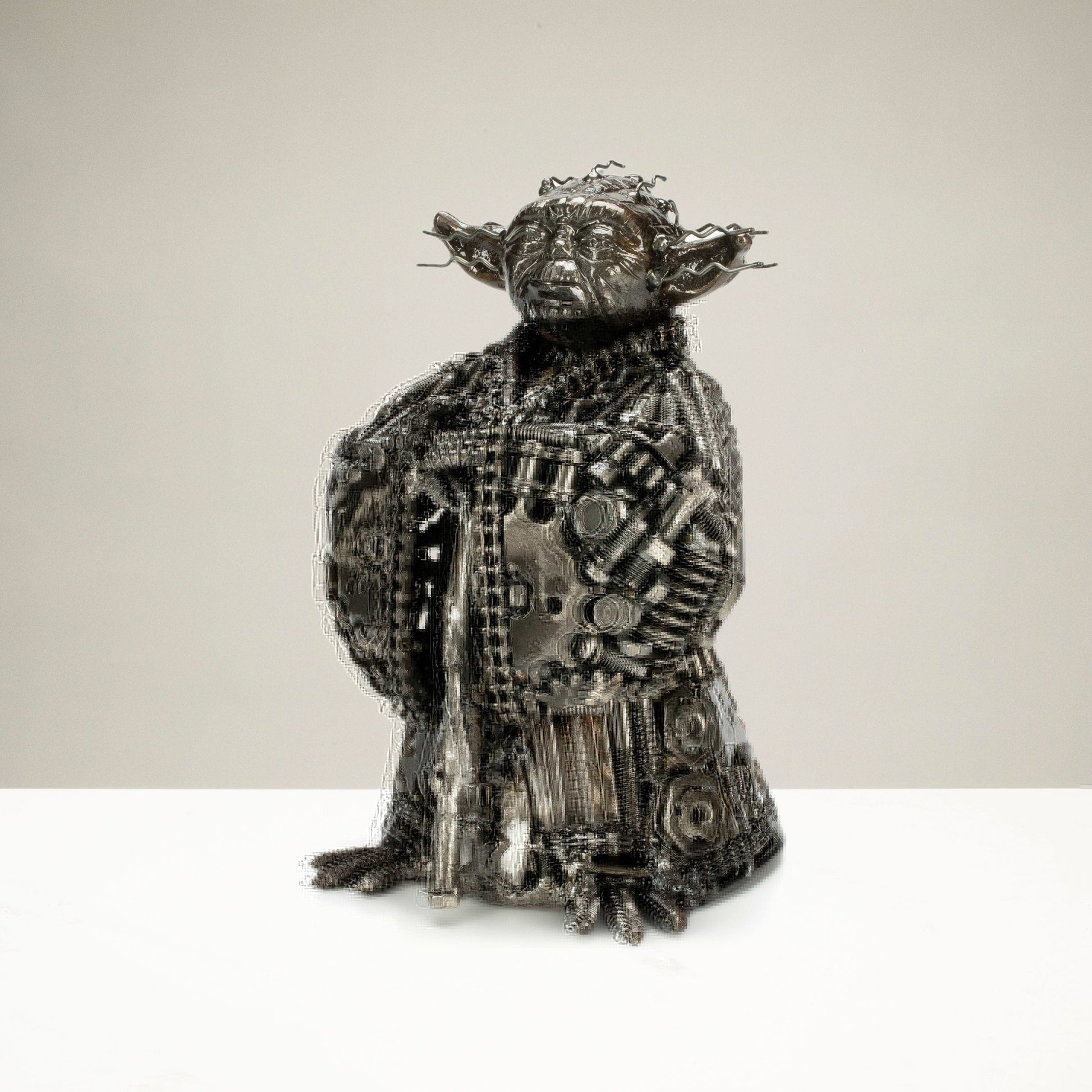 Yoda metal sculpture front view