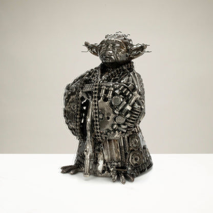 Yoda metal sculpture front view