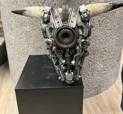 Bull Skull Recycled Metal Sculpture — Edition S51